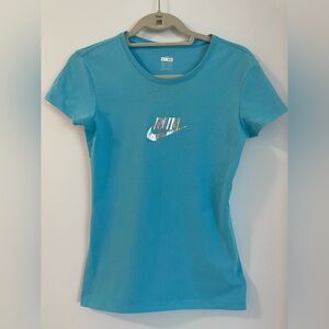 Nike Turquoise 'Run' Logo Tee